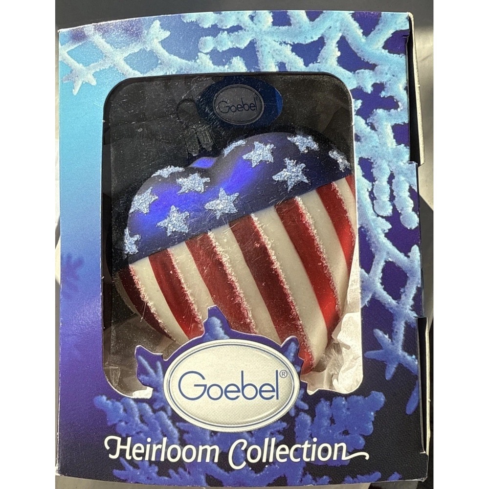 Goebel USA Flag Ornament Heirloom Pride & Spirit Heart NEW‎ #2527